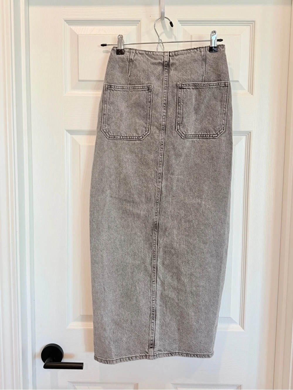 ⭐ ZARA Denim Crossover Midi Skirt in Dark Gray Z1975 XS - Picture 4 of 16
